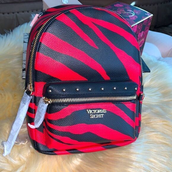 Victoria's Secret Handbags - Victoria’s Secret Red And Black Zebra Print Mini BackPack